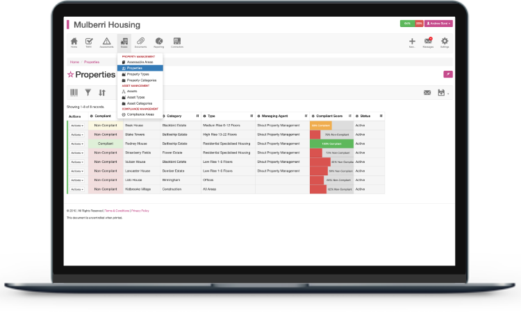 Comprehensive estate management using our property risk and compliance management software